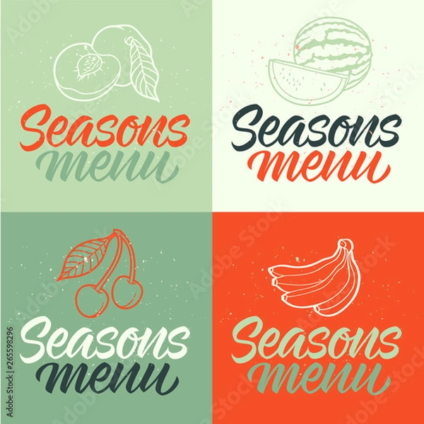 Fototapeta seasons_menu_calligraphy_fruit_set