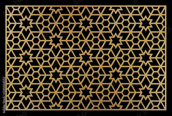 Obraz Ozdobny szablon do cięcia laserowego. Orientalny ornament geometryczny.