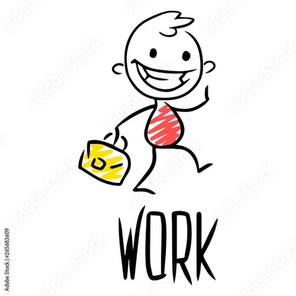 Fototapeta Sketch of a work leader work. Hand drawn cartoon vector illustration for business design.