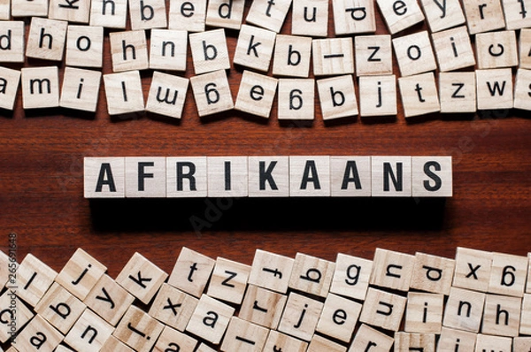 Obraz Afrikaans word concept on cubes