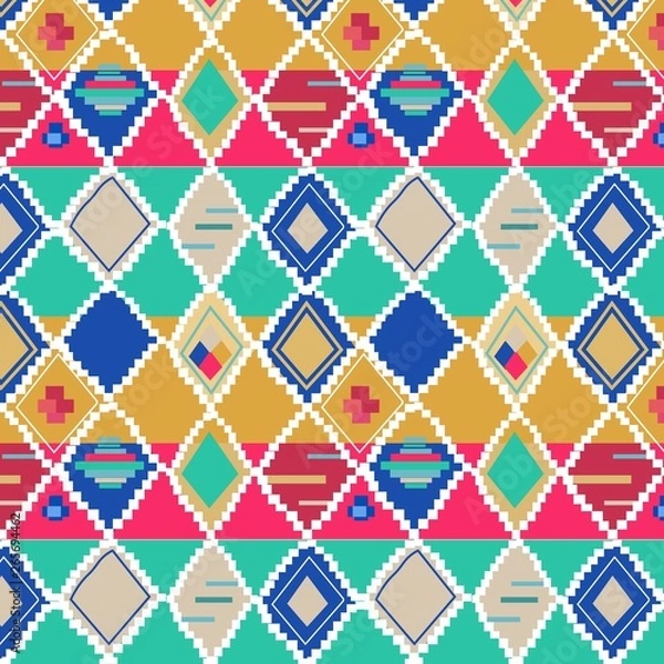 Obraz colorful repeated pattern, traditional moroccan carpet ,vector illustration,for your backgrounds,printing on fabric or paper.
