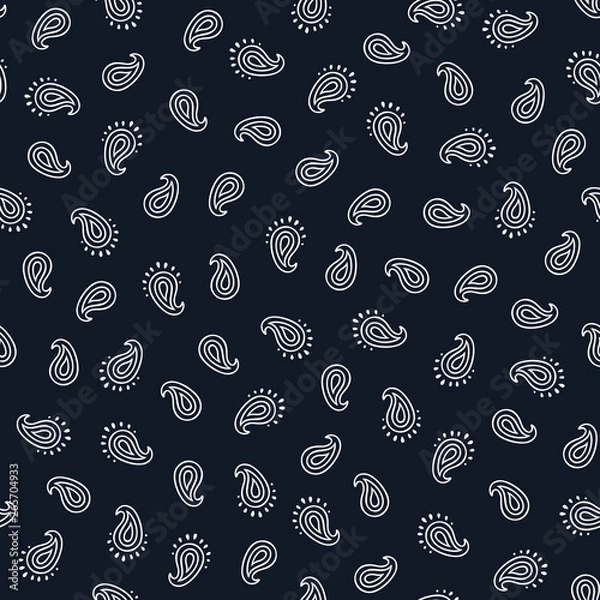 Obraz Black and white paisley seamless pattern.