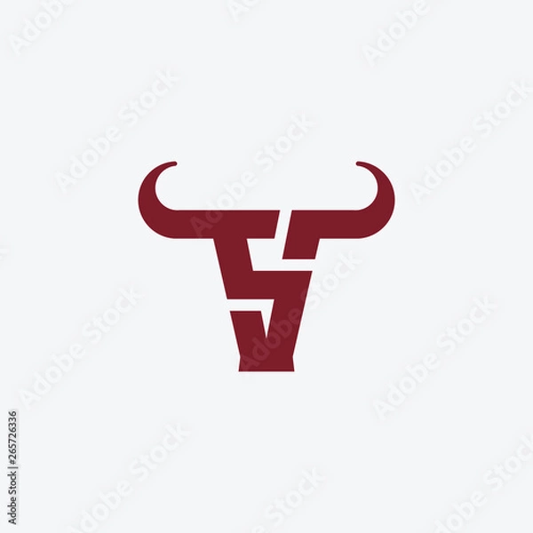 Obraz Bull Logo with initial VS or SV Logo - Vector logo template