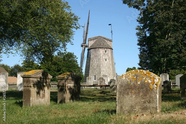 Obraz old cemetery and the windmill 2