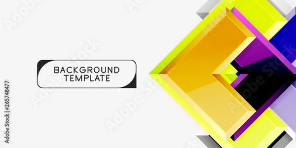 Fototapeta Glossy modern geometric background, abstract arrows composition