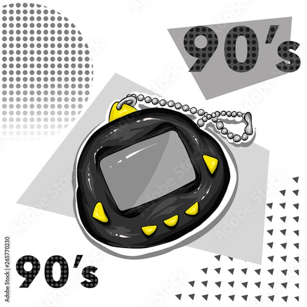 Obraz Retro electronic toy. Vector illustration for greeting card or poster, print on clothes. 90s, 80s.