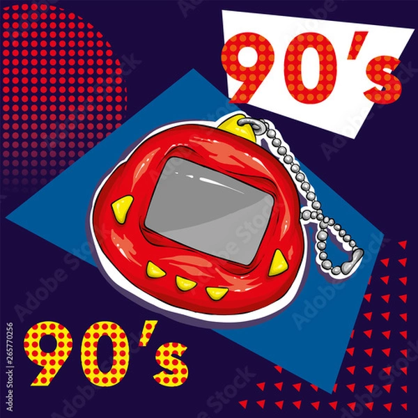 Obraz Retro electronic toy. Vector illustration for greeting card or poster, print on clothes. 90s, 80s.