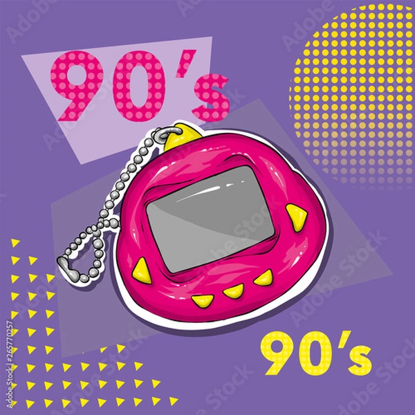 Obraz Retro electronic toy. Vector illustration for greeting card or poster, print on clothes. 90s, 80s.