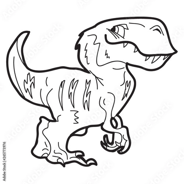 Obraz Cartoon doodle illustration of dinosaur rex, tyrannosaurus (dino t-rex) for coloring book, t-shirt print design, greeting card