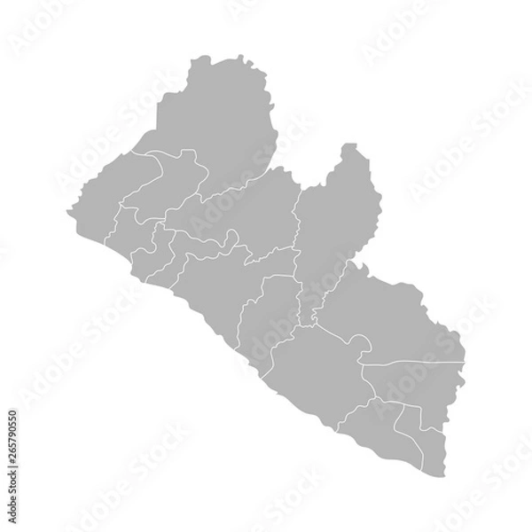 Fototapeta Vector isolated illustration of simplified administrative map Liberia. Borders of the counties.