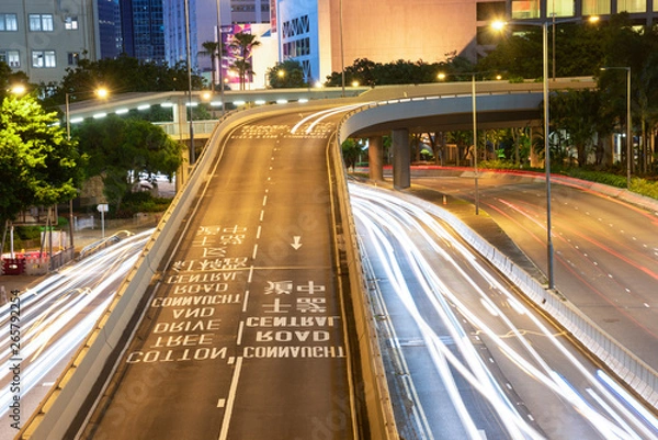 Obraz The night view of the city and the traffic in Hong Kong