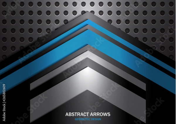 Fototapeta Abstract arrows on metal circle grid texture background of modern luxury futuristic creative.