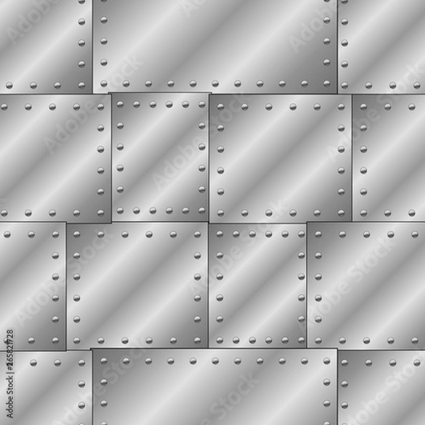 Fototapeta Seamless vector texture with riveted metal sheets. You can create the wallpaper with this pattern, color of elements can be changed as you want.
