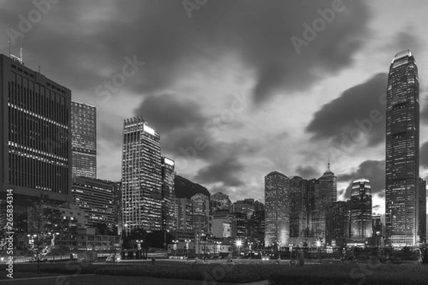 Fototapeta Hong Kong night view in Black and white