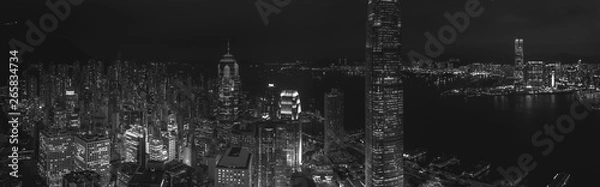 Fototapeta Hong Kong night view in Black and white