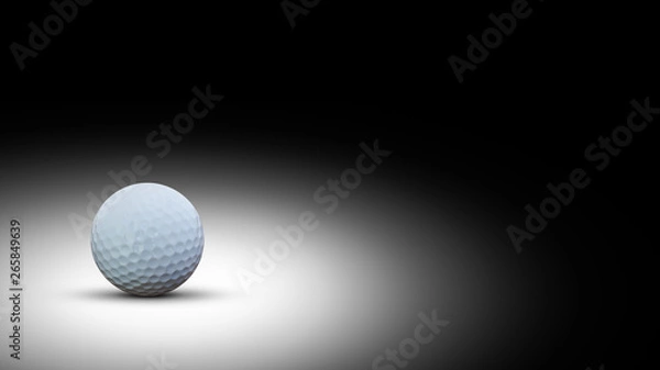 Obraz Golf ball on black background with copy space