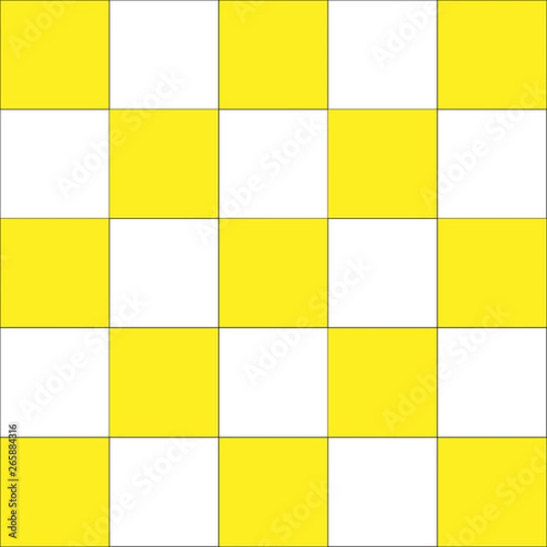 Fototapeta Chequered geometric pattern. Yellow and white Gingham wallpaper. Simple and modern shape design. Abstract art. Decorative print. Square texture background for plaid, tablecloths, paper, textile.