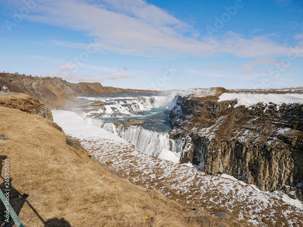 Obraz Sunny view of the famous Gullfoss waterfall