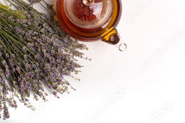 Obraz Hot teapot with lavender.