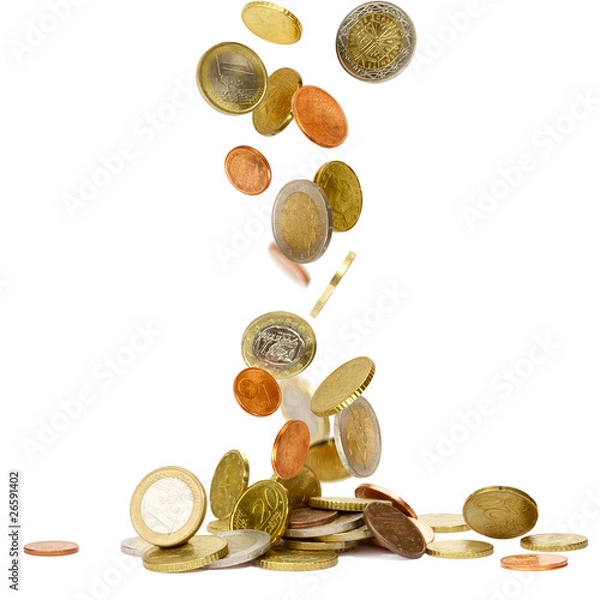 Obraz Heap of euro coins falling to the ground