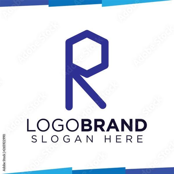 Fototapeta R Letter hexagonal Logo Icon Vector template, home logo