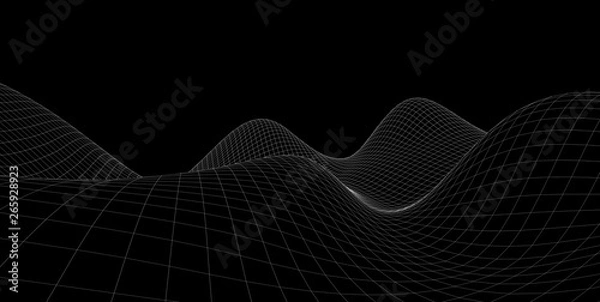 Fototapeta Abstract 3d wireframe terrain ,3d Illustration ,Outline curve