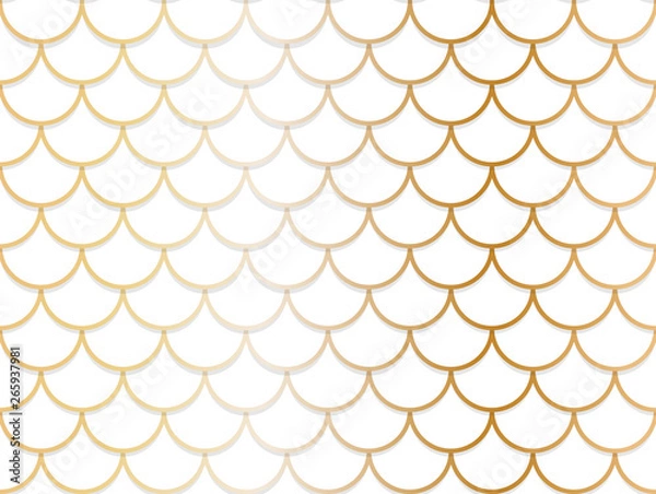 Fototapeta Seamless pattern of overlapping golden and white circle background
