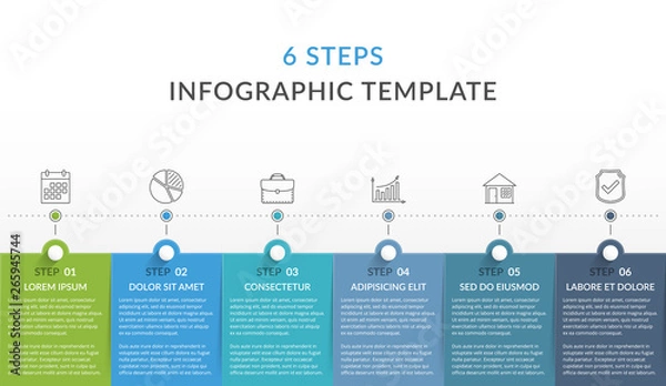 Fototapeta Infographic Template with 6 Steps