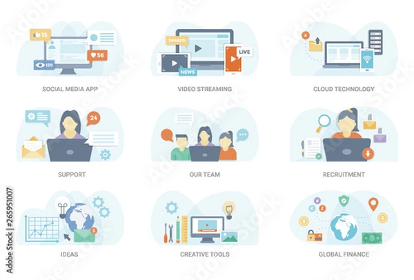 Obraz Flat Concept Illustration Vector Set