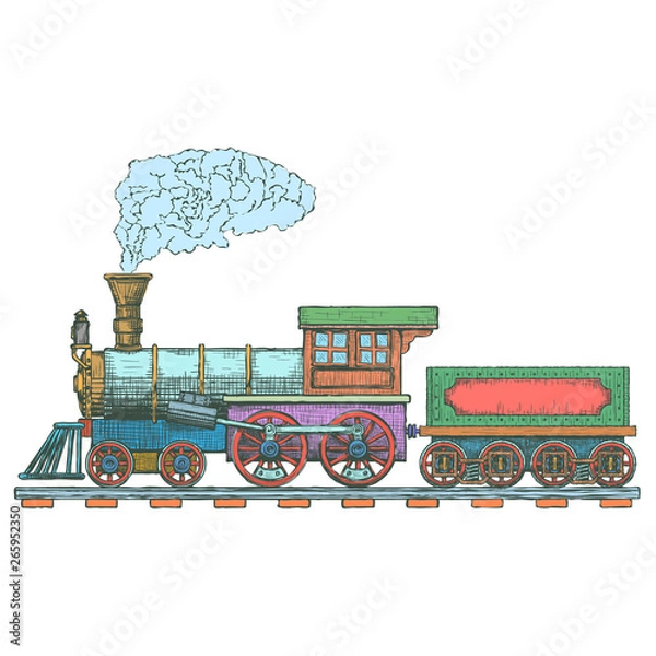 Obraz Vintage Steam locomotive vector logo design template. train or transport icon. Vector