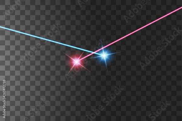 Obraz The light of the collision of two forces with red and blue light. An outburst of two stars