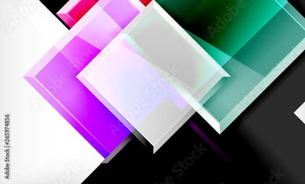 Fototapeta Bright colorful square shape blocks geometrical background