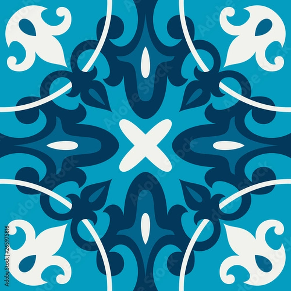 Fototapeta Oriental traditional ornament,Mediterranean seamless pattern, tile design, vector illustration сan be used for desktop wallpaper for a wall hanging or poster, pattern fills, surface textures, textile.