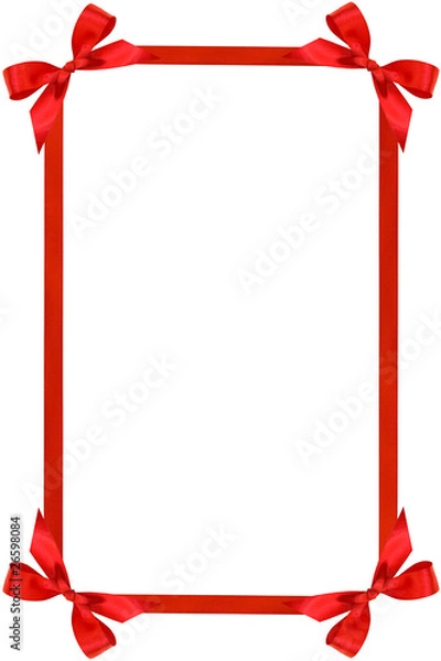 Obraz Frame from red bow and ribbons