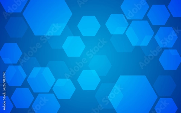 Obraz Abstract geometric hexagon pattern overlay on blue background. Technology pattern with copy space. Vector illustration.