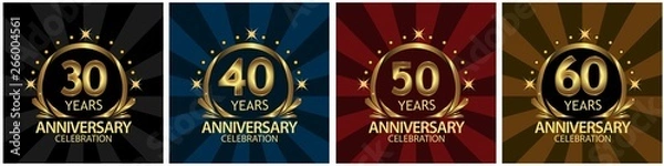 Fototapeta Anniversary golden. anniversary template design for web, game ,Creative poster, booklet, leaflet, flyer, magazine, invitation card - Vector