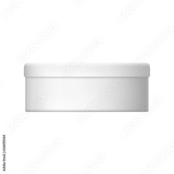 Fototapeta Simple round white plastic jar. Vector realistic mock up of packaging isolated on white background.
