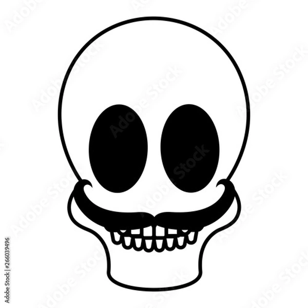 Fototapeta Isolated happy human skull with a moustache - Vector