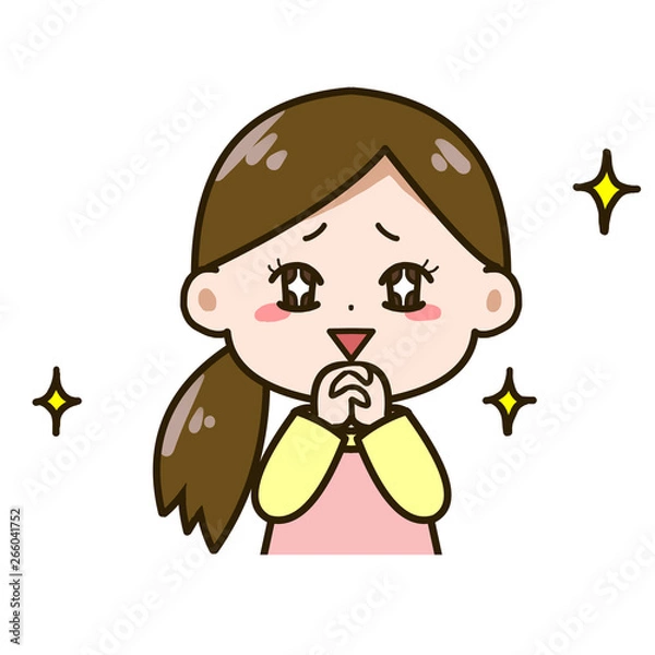 Fototapeta お願いする女性　バストアップイラスト