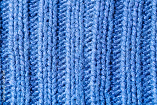 Fototapeta 青いリブ編みニットのテクスチャ　パターン