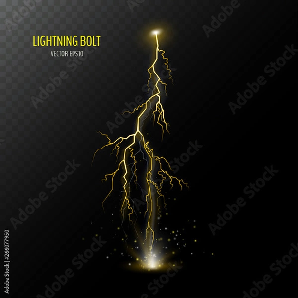 Fototapeta Yellow vertical thunder bolt