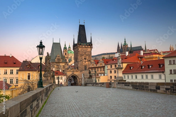 Fototapeta Charles bridge in Prague at dawn, Czech Republic