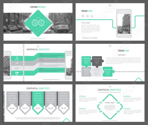 Fototapeta Set of infographic elements for presentation templates. Corporate Business Card. Modern brochure, layout. Flyer design.