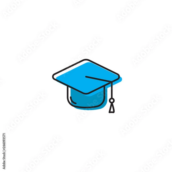 Fototapeta graduation cap vector icon concept, isolated on white background