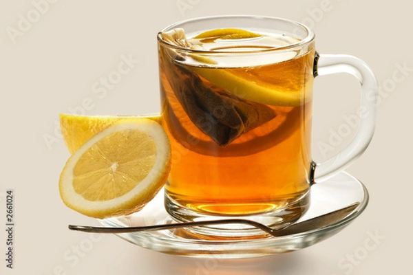 Fototapeta hot tea with a lemon