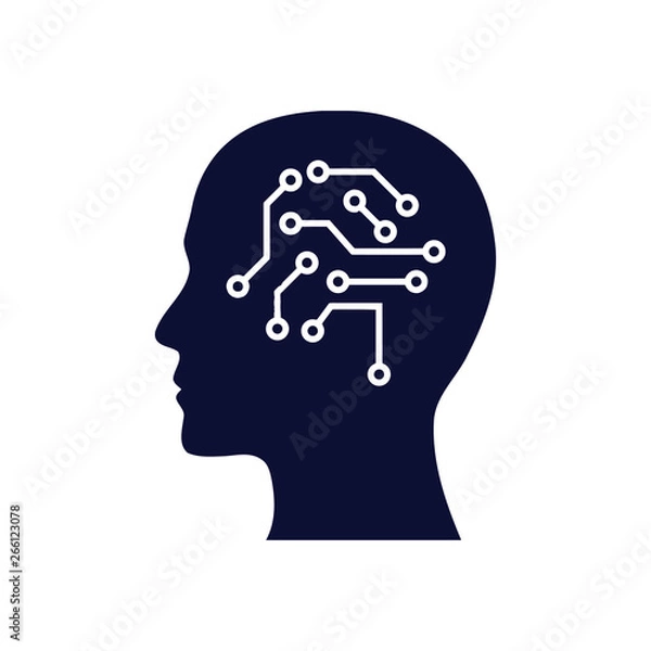 Fototapeta digital human head, brain, technology, head, memory, creative technology mind, artificial intelligence icon