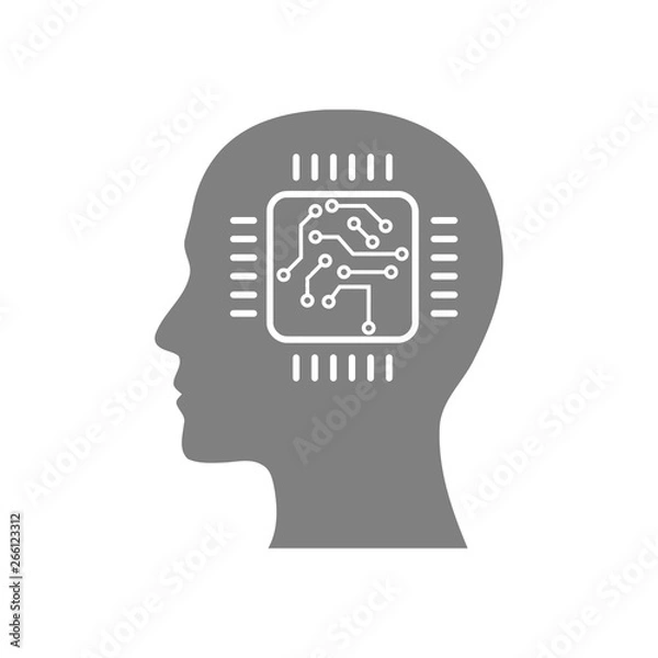 Fototapeta digital human head, brain, technology, head, memory, creative technology mind, artificial intelligence icon