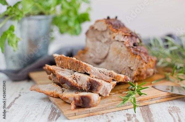 Obraz Roasted pork with herbs