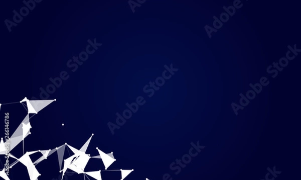 Fototapeta Abstract futuristic background with dots and lines. Vector illustration. Scientific and technological concept, molecular particles and atoms. Big data digital. Polygonal structure.