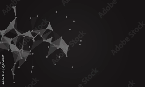 Fototapeta Abstract futuristic background with dots and lines. Vector illustration. Scientific and technological concept, molecular particles and atoms. Big data digital. Polygonal structure.